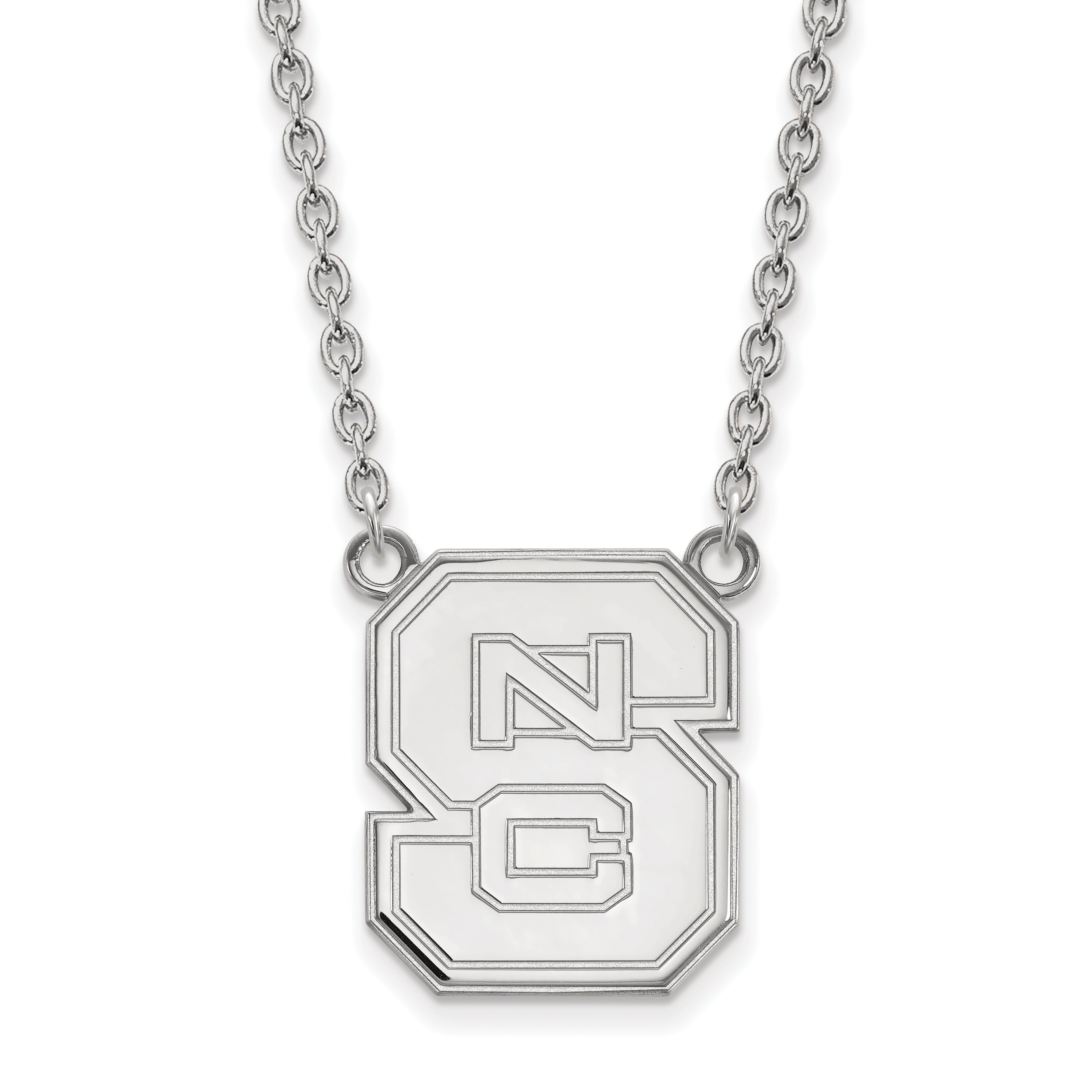 Sterling Silver Rhodium Plated Logoart North Carolina State University N C S Large Pendant 18 Inch Necklace