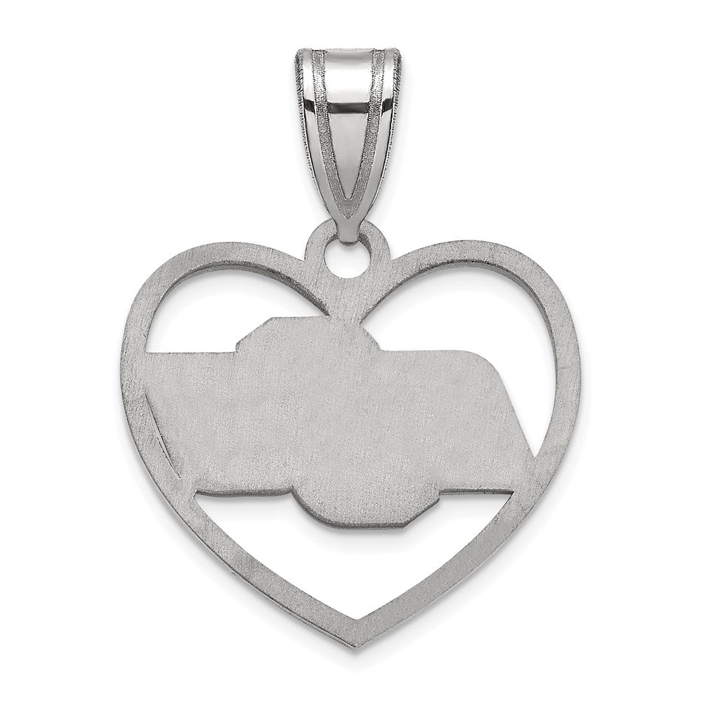Sterling Silver Rhodium Plated Logoart Oklahoma State University O S U Heart Pendant