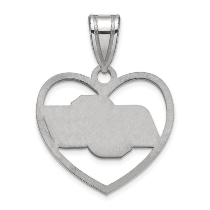 Sterling Silver Rhodium Plated Logoart Oklahoma State University O S U Heart Pendant