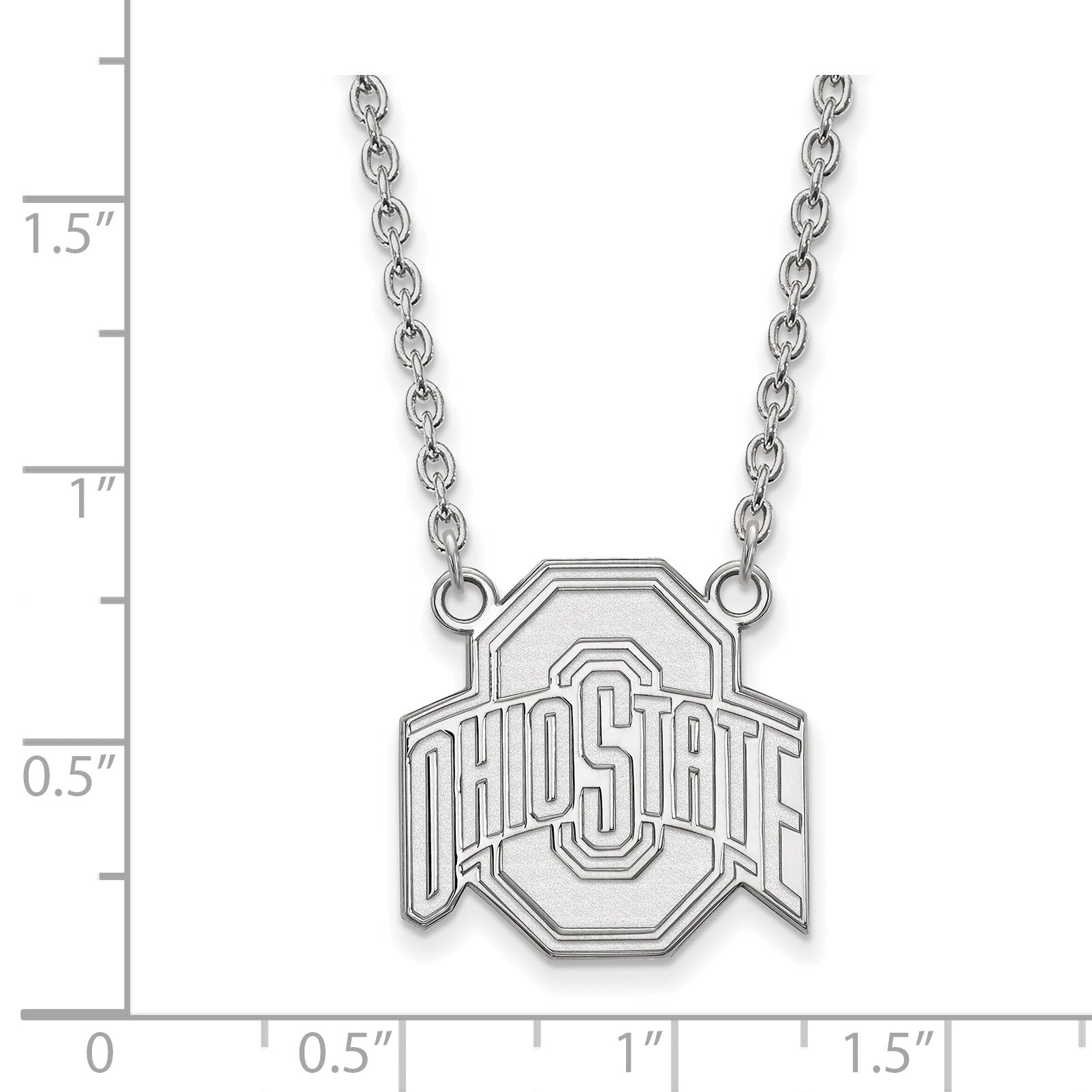 Sterling Silver Rhodium Plated Logoart The Ohio State University Large Pendant 18 Inch Necklace