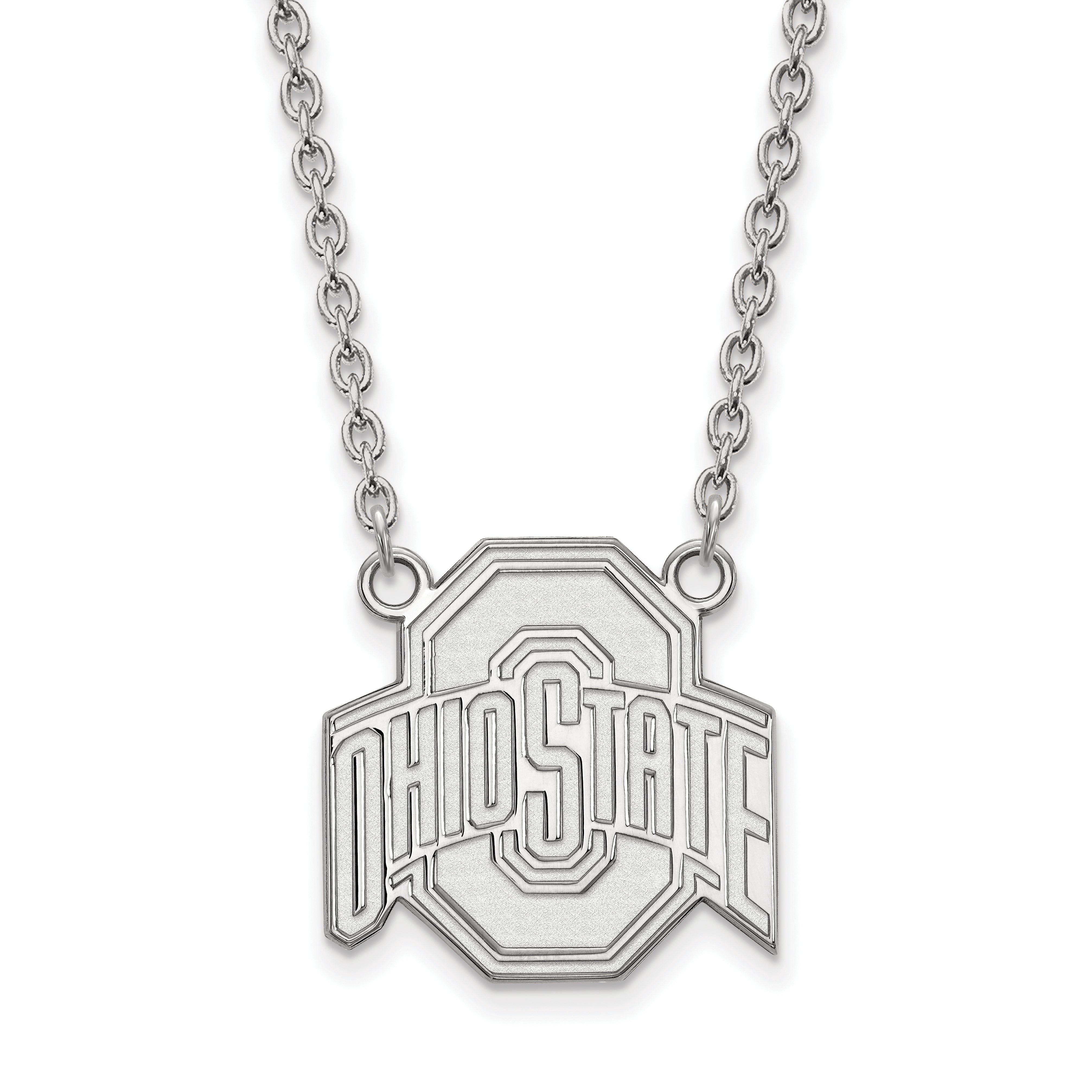 Sterling Silver Rhodium Plated Logoart The Ohio State University Large Pendant 18 Inch Necklace