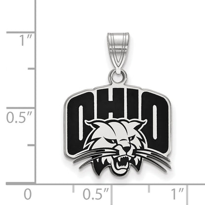 Sterling Silver Rhodium Plated Logoart Ohio University Medium Enameled Pendant