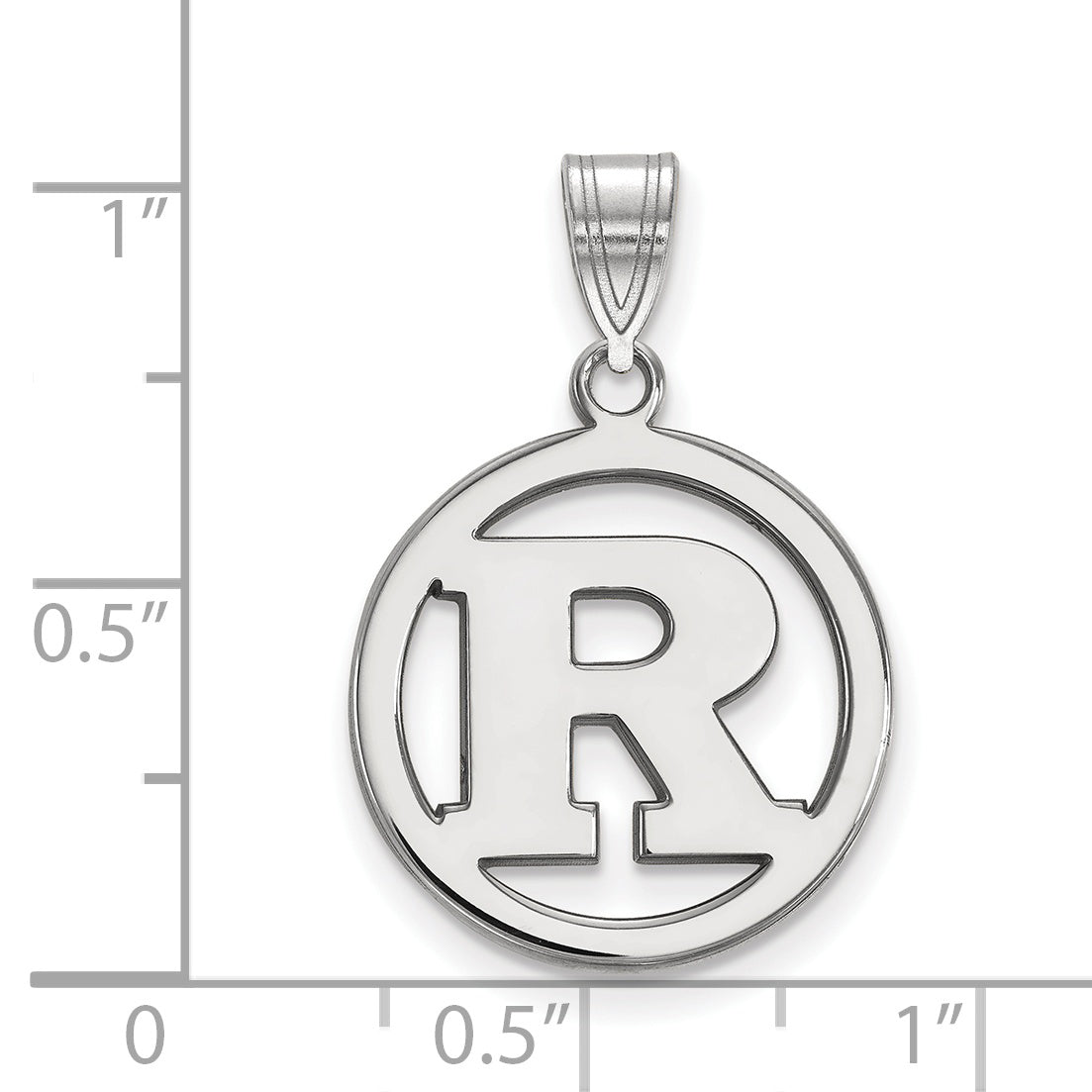 Sterling Silver Rhodium Plated Logoart Rutgers University Letter R Medium Circle Pendant