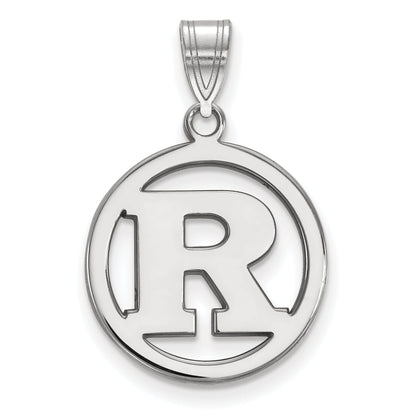 Sterling Silver Rhodium Plated Logoart Rutgers University Letter R Medium Circle Pendant