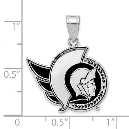 Sterling Silver Rhodium Plated Nhl Logoart Ottawa Senators Large Enameled Pendant