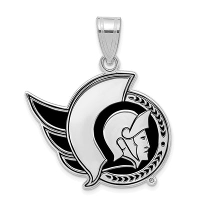 Sterling Silver Rhodium Plated Nhl Logoart Ottawa Senators Large Enameled Pendant