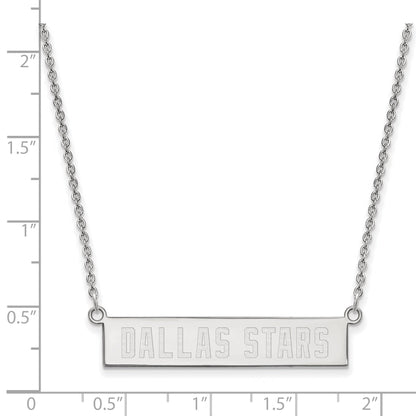 Sterling Silver Rhodium Plated Nhl Logoart Dallas Stars Small Bar 18 Inch Necklace