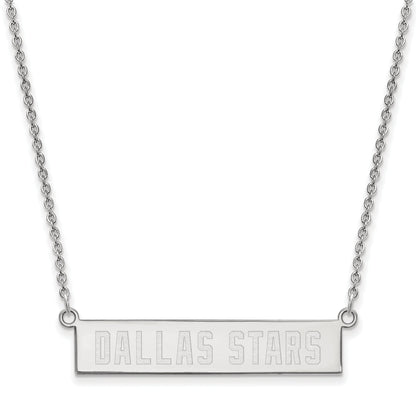 Sterling Silver Rhodium Plated Nhl Logoart Dallas Stars Small Bar 18 Inch Necklace