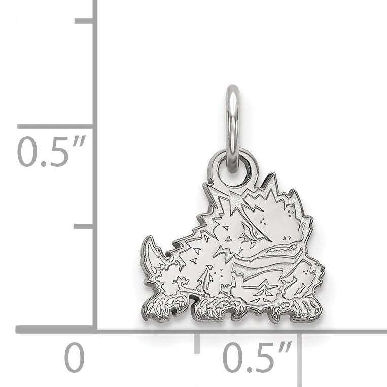 Sterling Silver Rhodium Plated Logoart Texas Christian University Horned Frog Extra Small Pendant