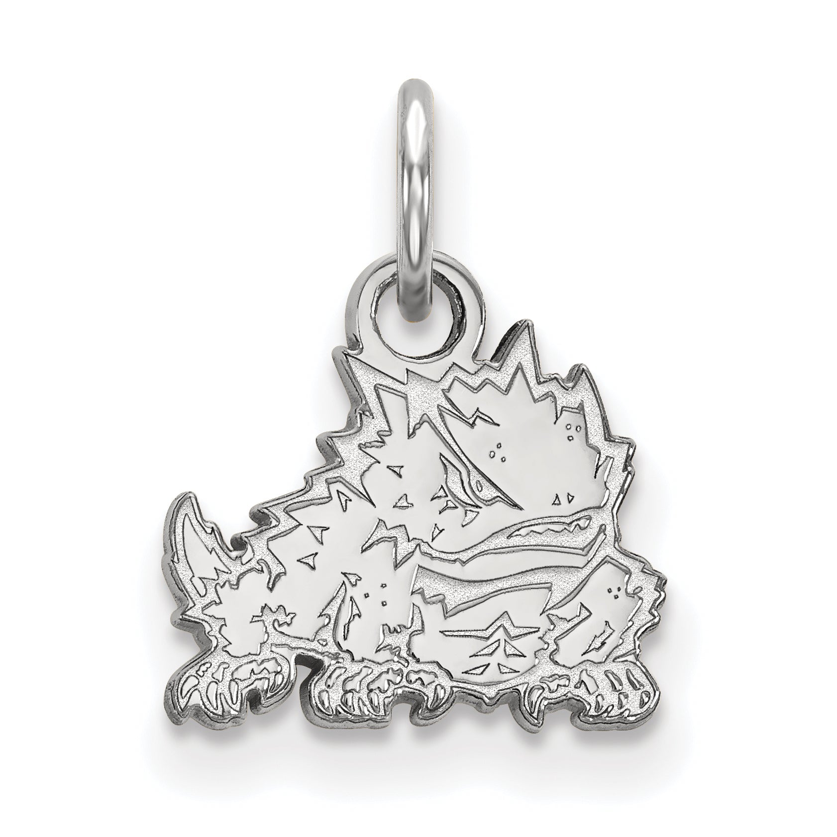 Sterling Silver Rhodium Plated Logoart Texas Christian University Horned Frog Extra Small Pendant