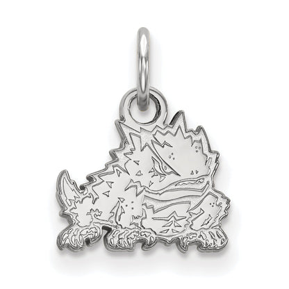 Sterling Silver Rhodium Plated Logoart Texas Christian University Horned Frog Extra Small Pendant