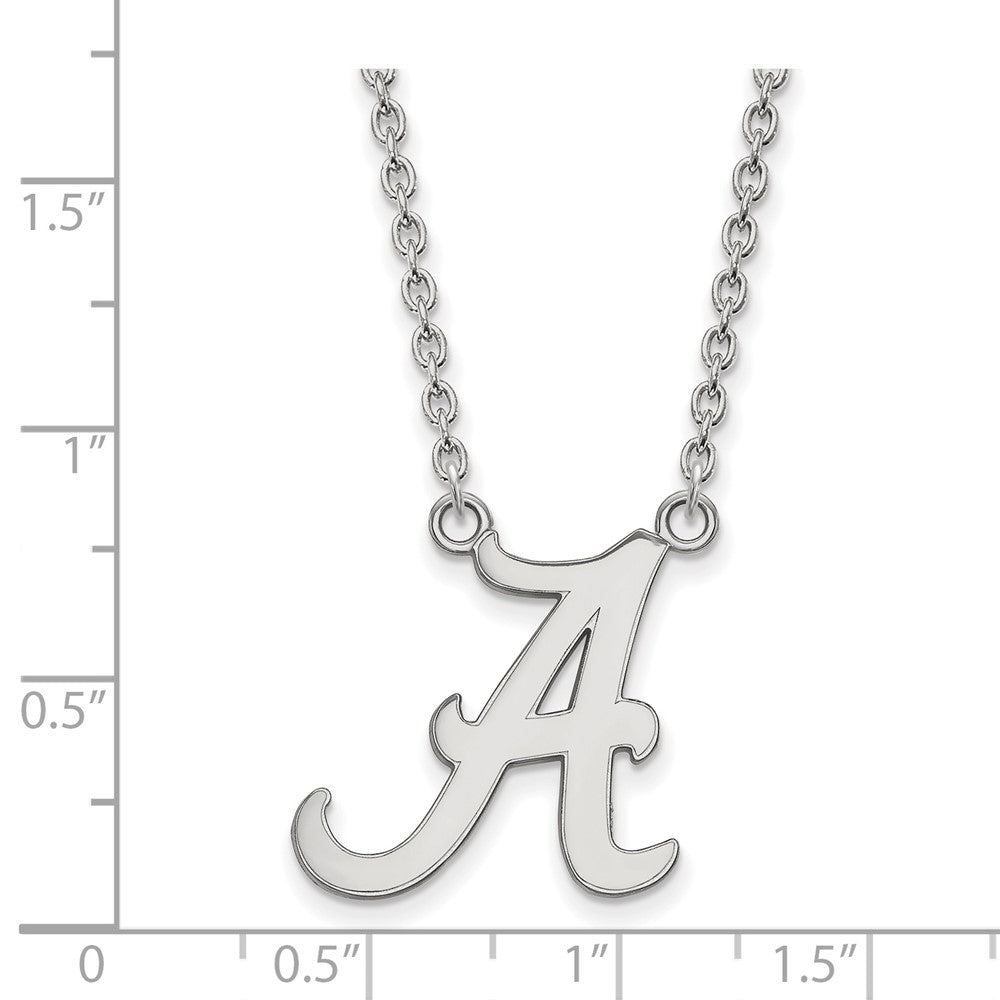 Sterling Silver Rhodium Plated Logoart University Of Alabama Letter A Large Pendant 18 Inch Necklace