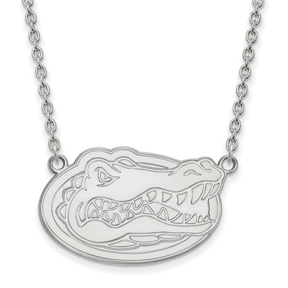 Sterling Silver Rhodium Plated Logoart University Of Florida Gator Large Pendant 18 Inch Necklace