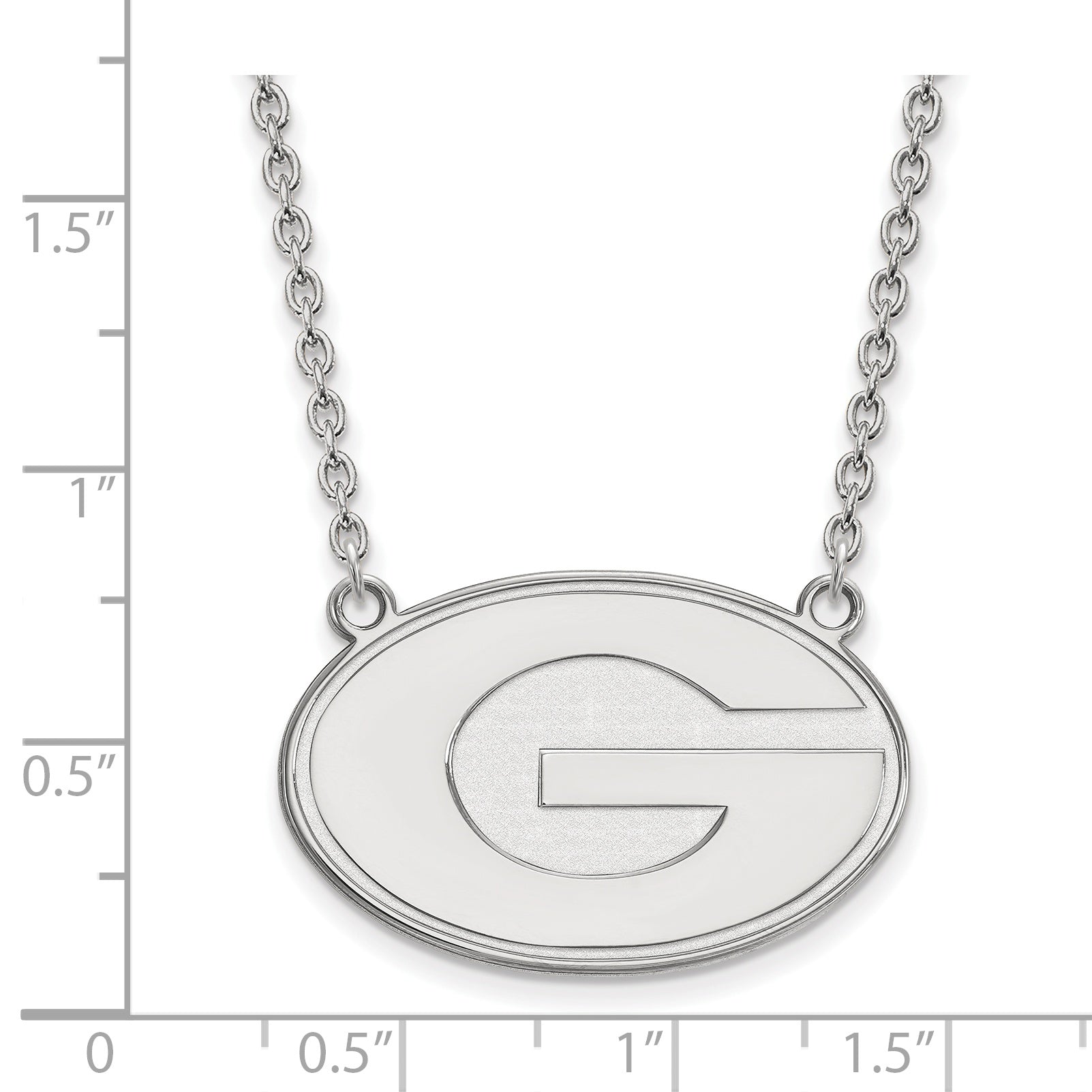 Sterling Silver Rhodium Plated Logoart University Of Georgia Letter G Large Pendant 18 Inch Necklace