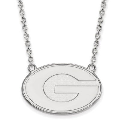 10K White Gold Logoart University Of Georgia Letter G Large Pendant 18 Inch Necklace