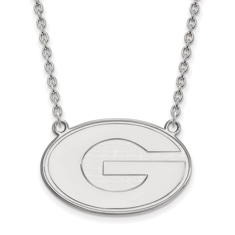 14K White Gold Logoart University Of Georgia Letter G Large Pendant 18 Inch Necklace
