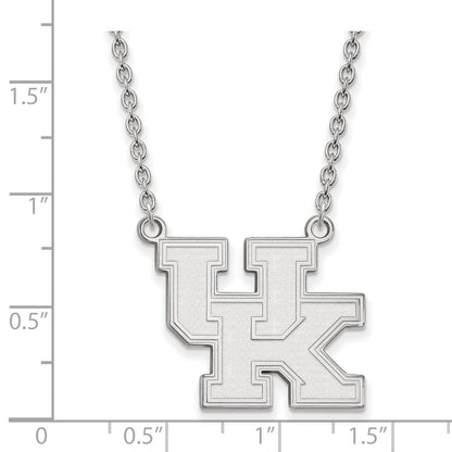 Sterling Silver Rhodium Plated Logoart University Of Kentucky U K Large Pendant 18 Inch Necklace