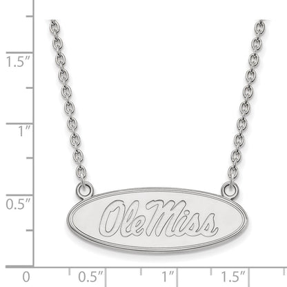 14K White Gold Logoart University Of Mississippi Ole Miss Large Oval Pendant 18 Inch Necklace