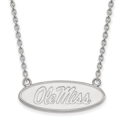 14K White Gold Logoart University Of Mississippi Ole Miss Large Oval Pendant 18 Inch Necklace