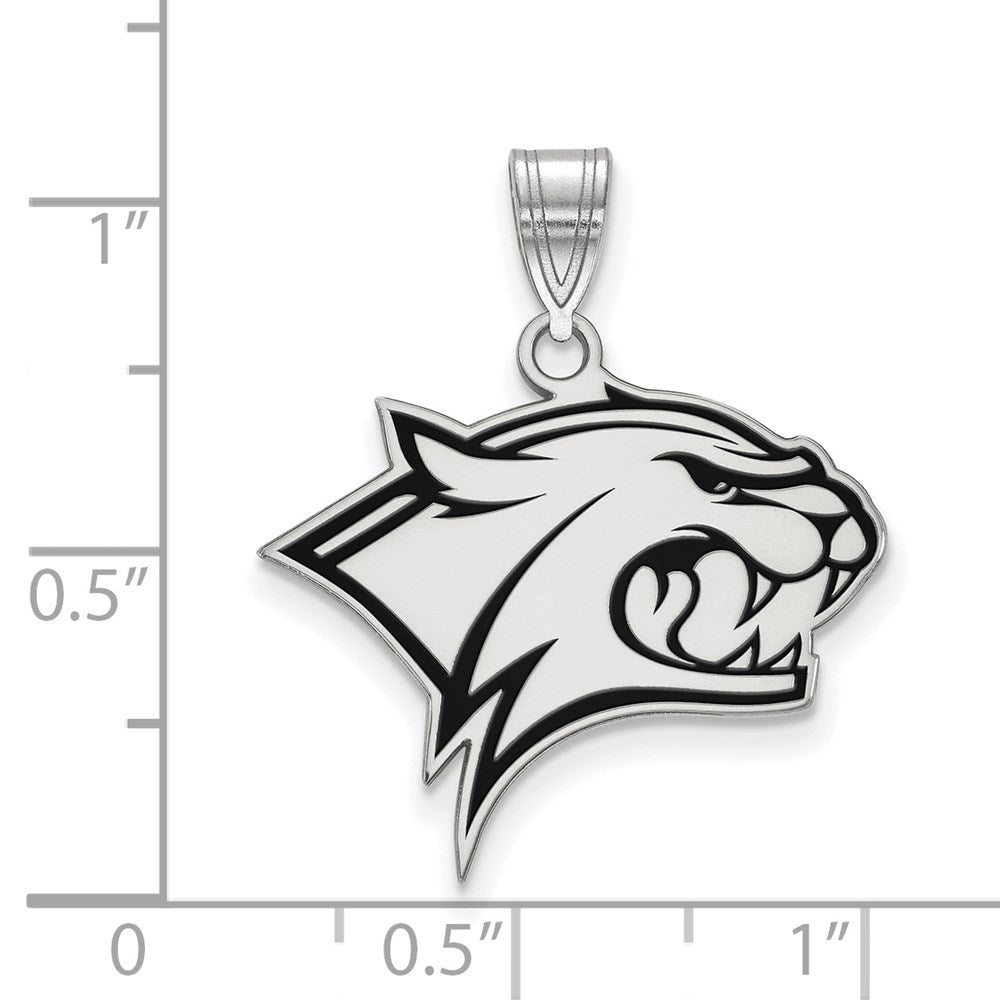 Sterling Silver Rhodium Plated Logoart University Of New Hampshire Wildcat Large Enameled Pendant