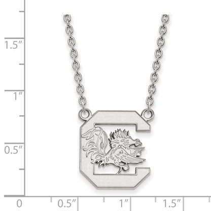 Sterling Silver Rhodium Plated Logoart University Of South Carolina Large Pendant 18 Inch Necklace