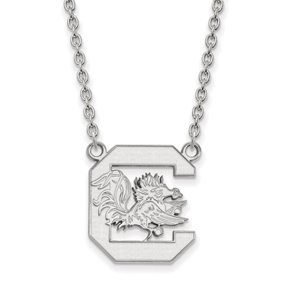 14K White Gold Logoart University Of South Carolina Large Pendant 18 Inch Necklace