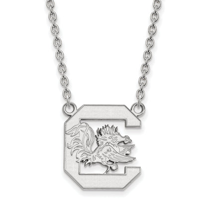 Sterling Silver Rhodium Plated Logoart University Of South Carolina Large Pendant 18 Inch Necklace