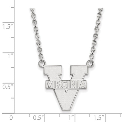Sterling Silver Rhodium Plated Logoart University Of Virginia Large Pendant 18 Inch Necklace