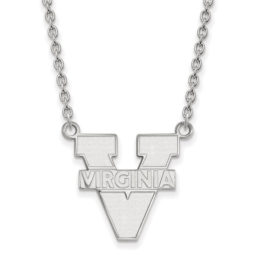 14K White Gold Logoart University Of Virginia Large Pendant 18 Inch Necklace