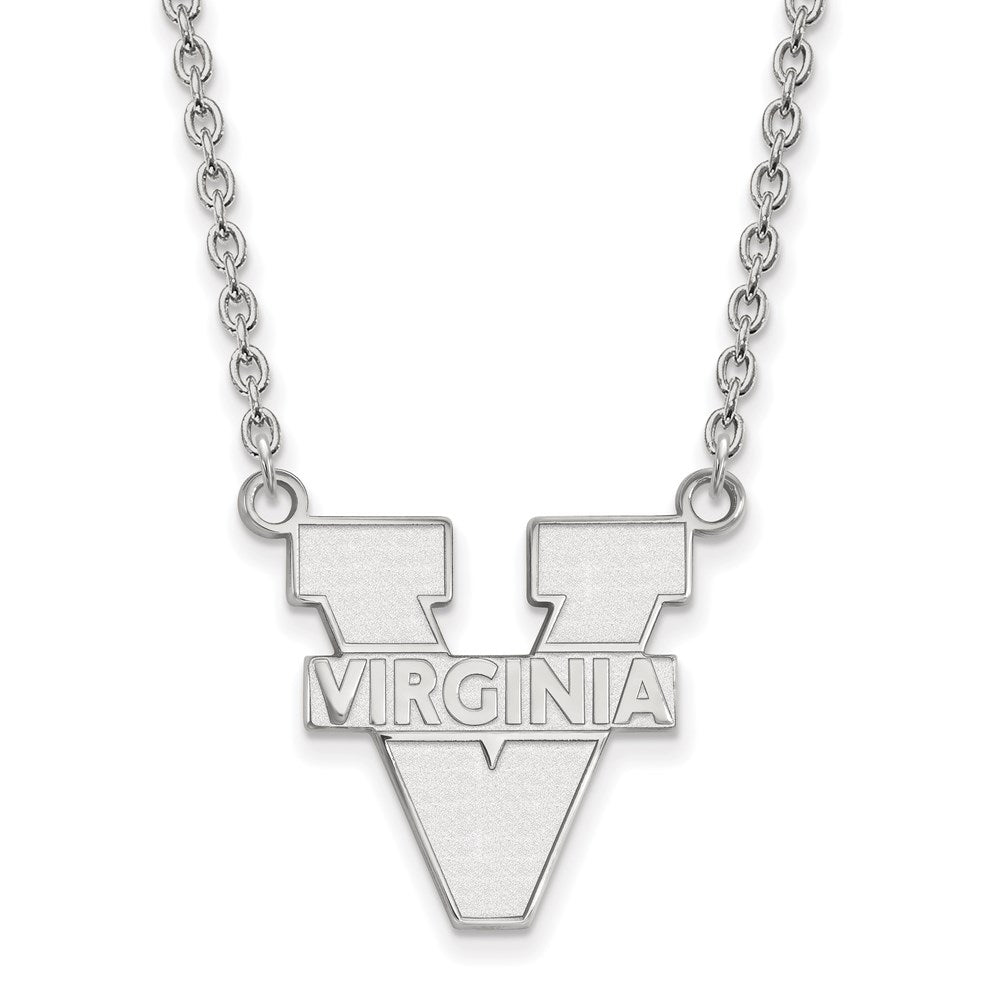 10K White Gold Logoart University Of Virginia Large Pendant 18 Inch Necklace