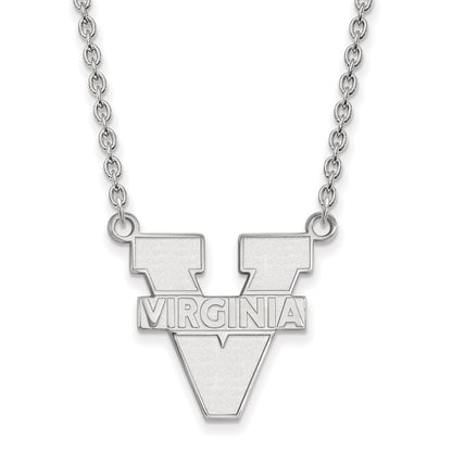 10K White Gold Logoart University Of Virginia Large Pendant 18 Inch Necklace