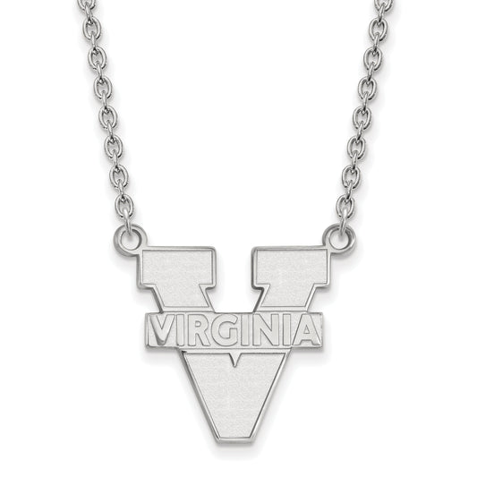 Sterling Silver Rhodium Plated Logoart University Of Virginia Large Pendant 18 Inch Necklace