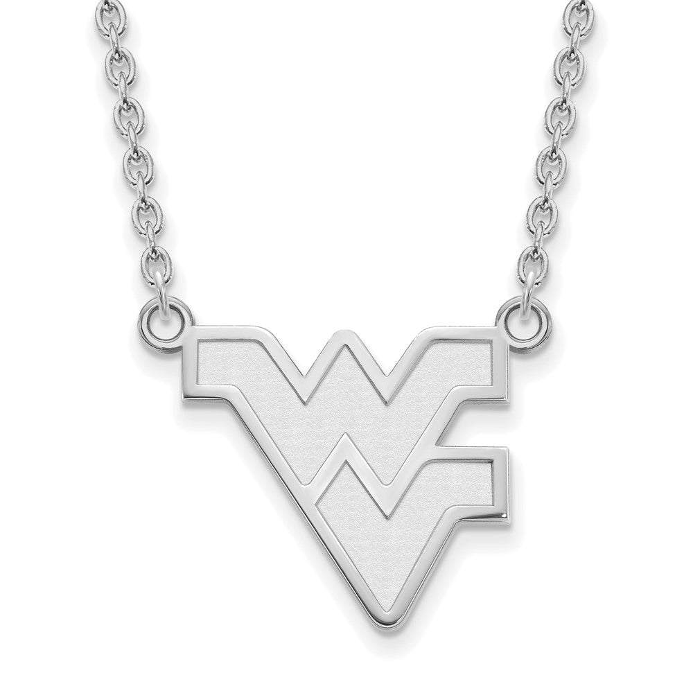 Sterling Silver Rhodium Plated Logoart West Virginia University W V Large Pendant 18 Inch Necklace