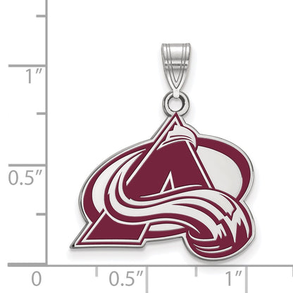 Sterling Silver Rhodium Plated Nhl Logoart Colorado Avalanche Letter A Large Enameled Pendant