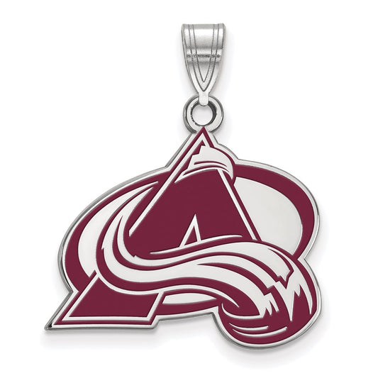 Sterling Silver Rhodium Plated Nhl Logoart Colorado Avalanche Letter A Large Enameled Pendant