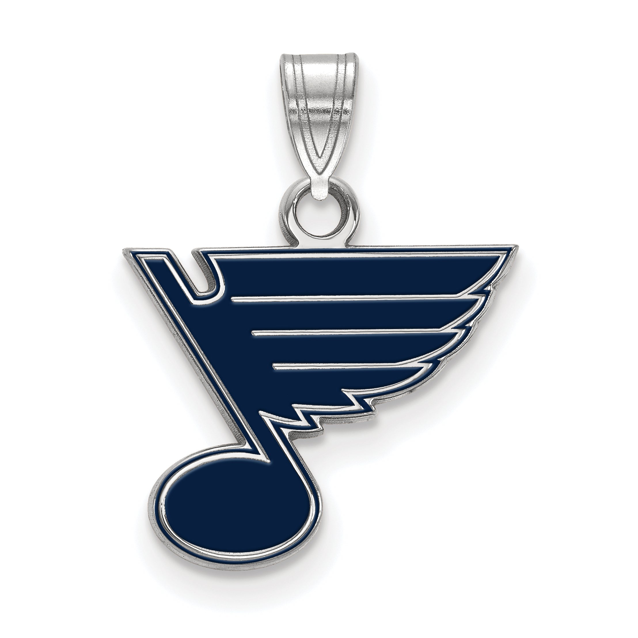 Sterling Silver Rhodium Plated Nhl Logoart St. Louis Blues Small Enameled Pendant