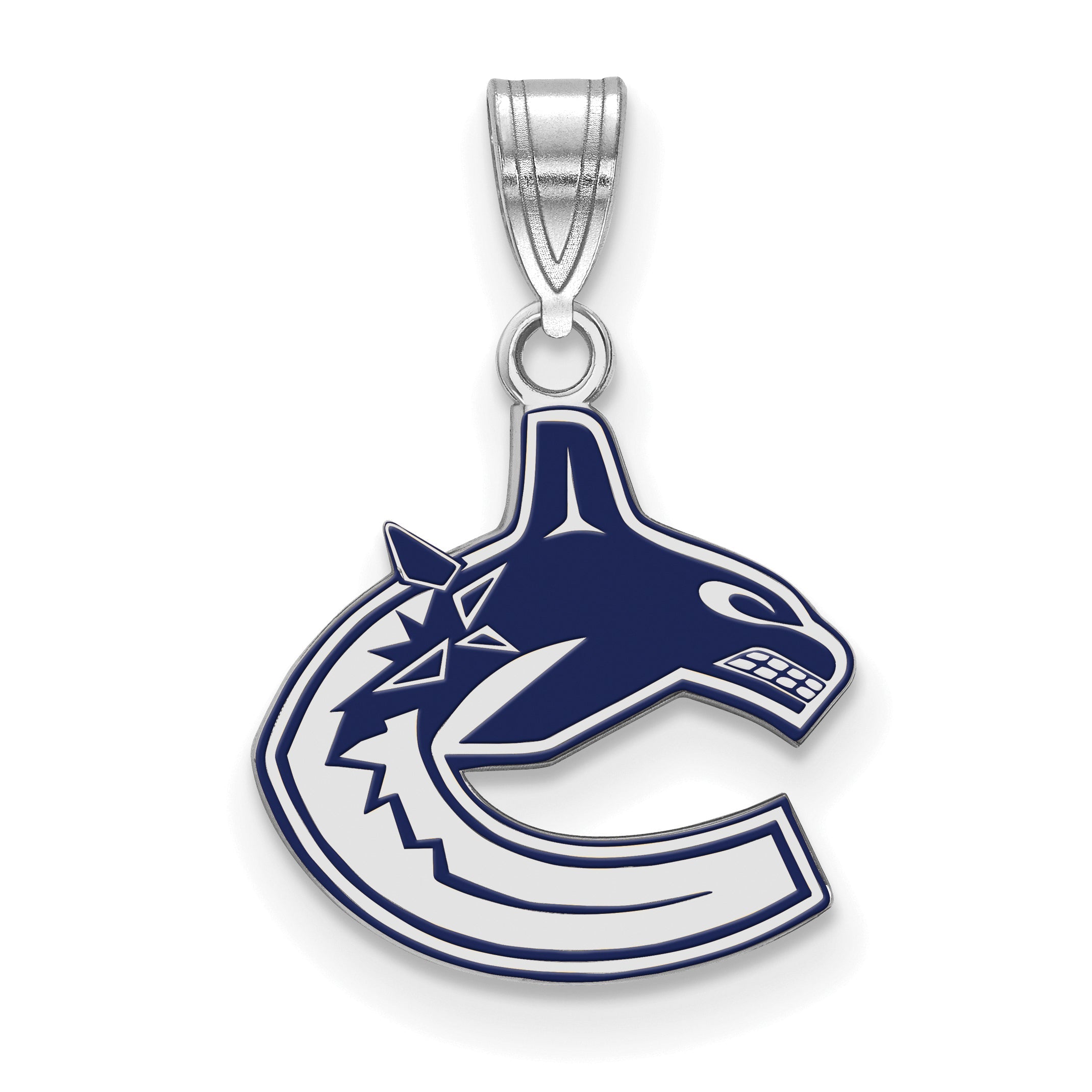Sterling Silver Rhodium Plated Nhl Logoart Vancouver Canucks Small Enameled Pendant