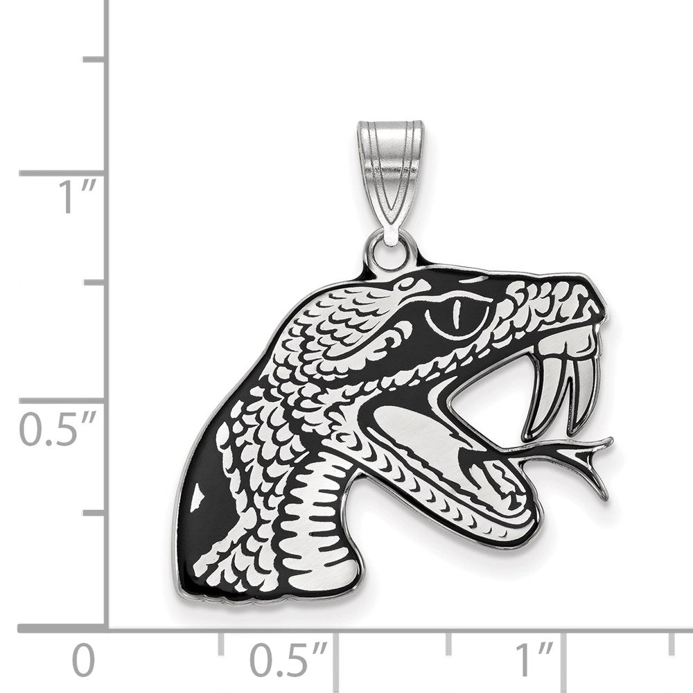 Sterling Silver Rhodium Plated Logoart Florida A And M University Rattler Large Enameled Pendant