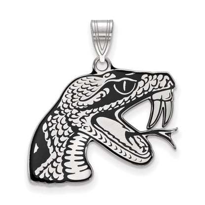 Sterling Silver Rhodium Plated Logoart Florida A And M University Rattler Large Enameled Pendant