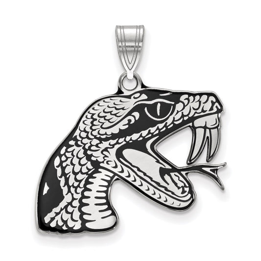 Sterling Silver Rhodium Plated Logoart Florida A And M University Rattler Large Enameled Pendant