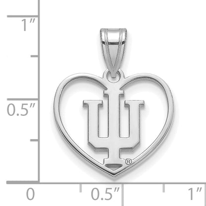 Sterling Silver Rhodium Plated Logoart Indiana University I U Heart Pendant