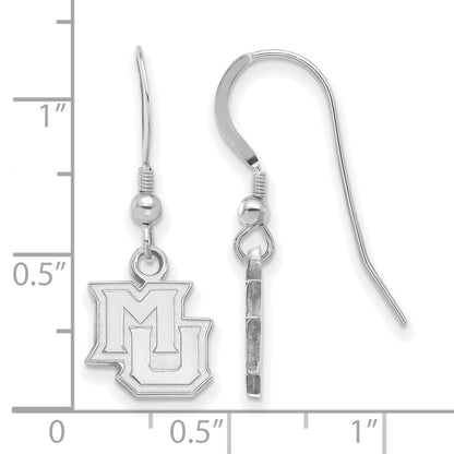 Sterling Silver Rhodium Plated Logoart Marquette University M U Extra Small Dangle Wire Earrings