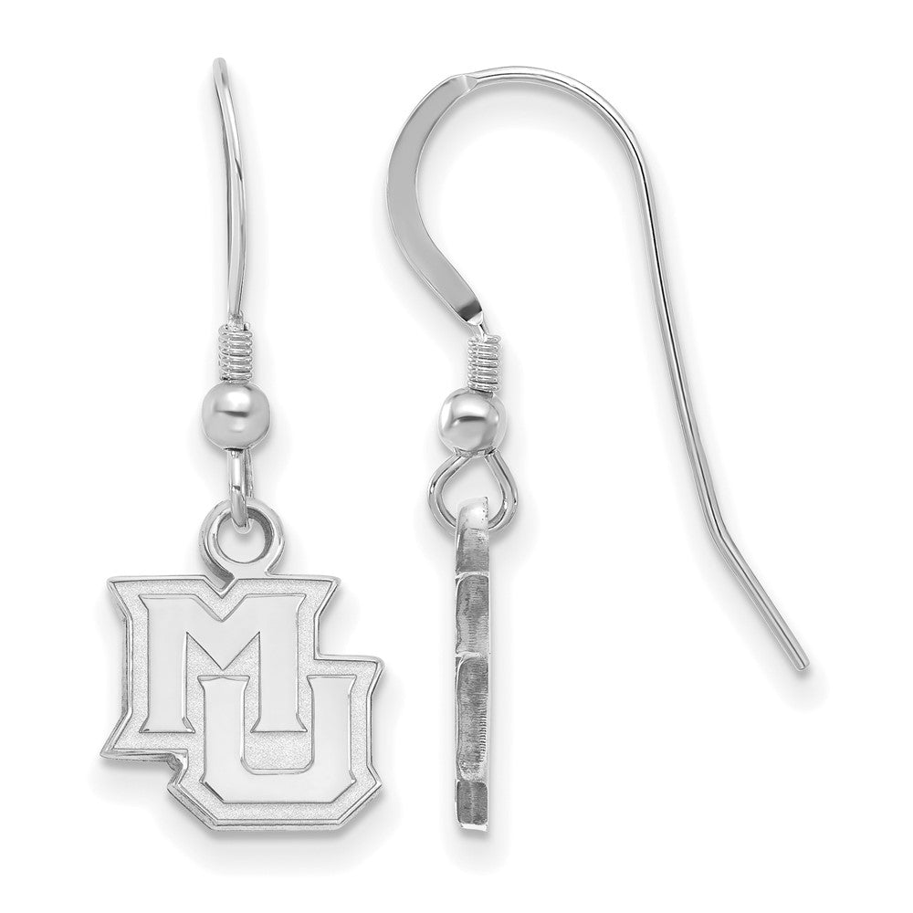 Sterling Silver Rhodium Plated Logoart Marquette University M U Extra Small Dangle Wire Earrings