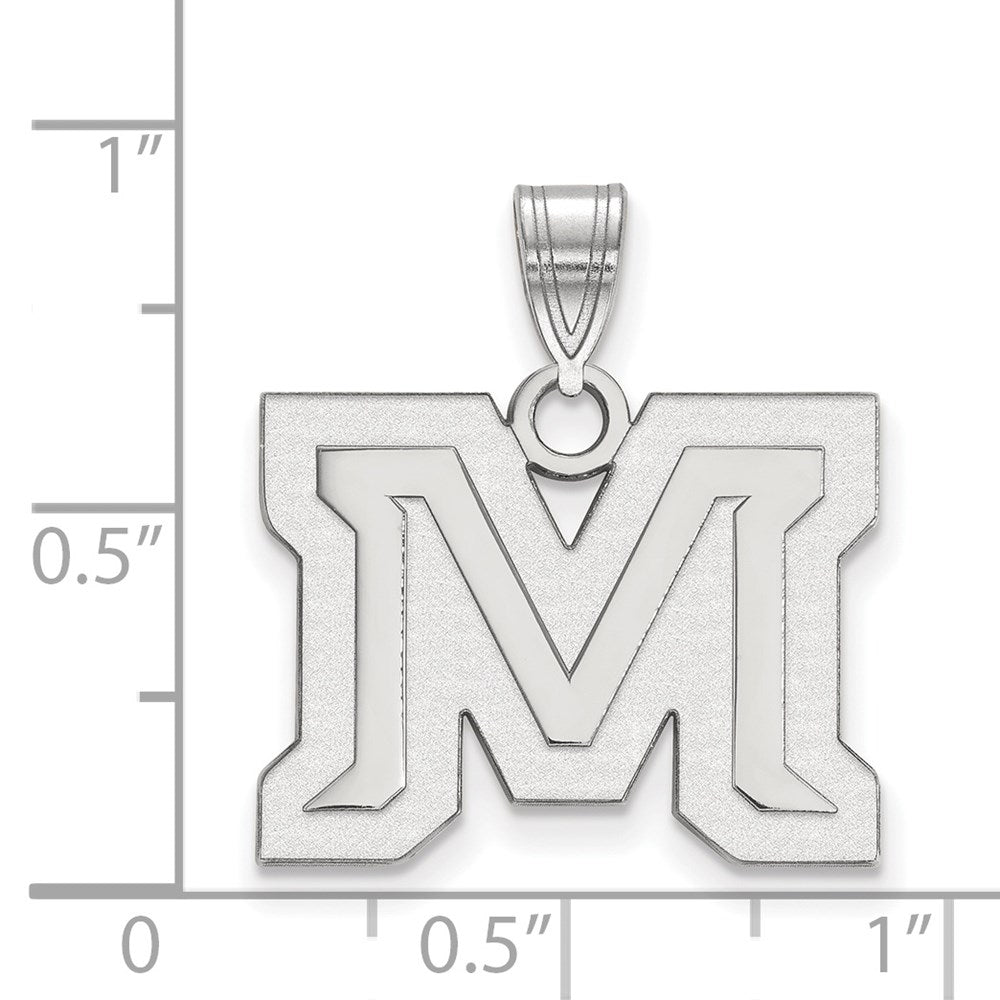 10K White Gold Logoart Montana State University Letter M Medium Pendant