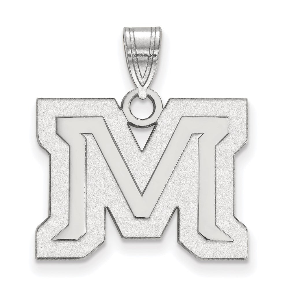 10K White Gold Logoart Montana State University Letter M Medium Pendant