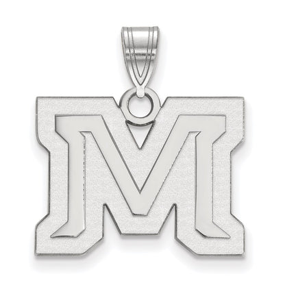 10K White Gold Logoart Montana State University Letter M Medium Pendant