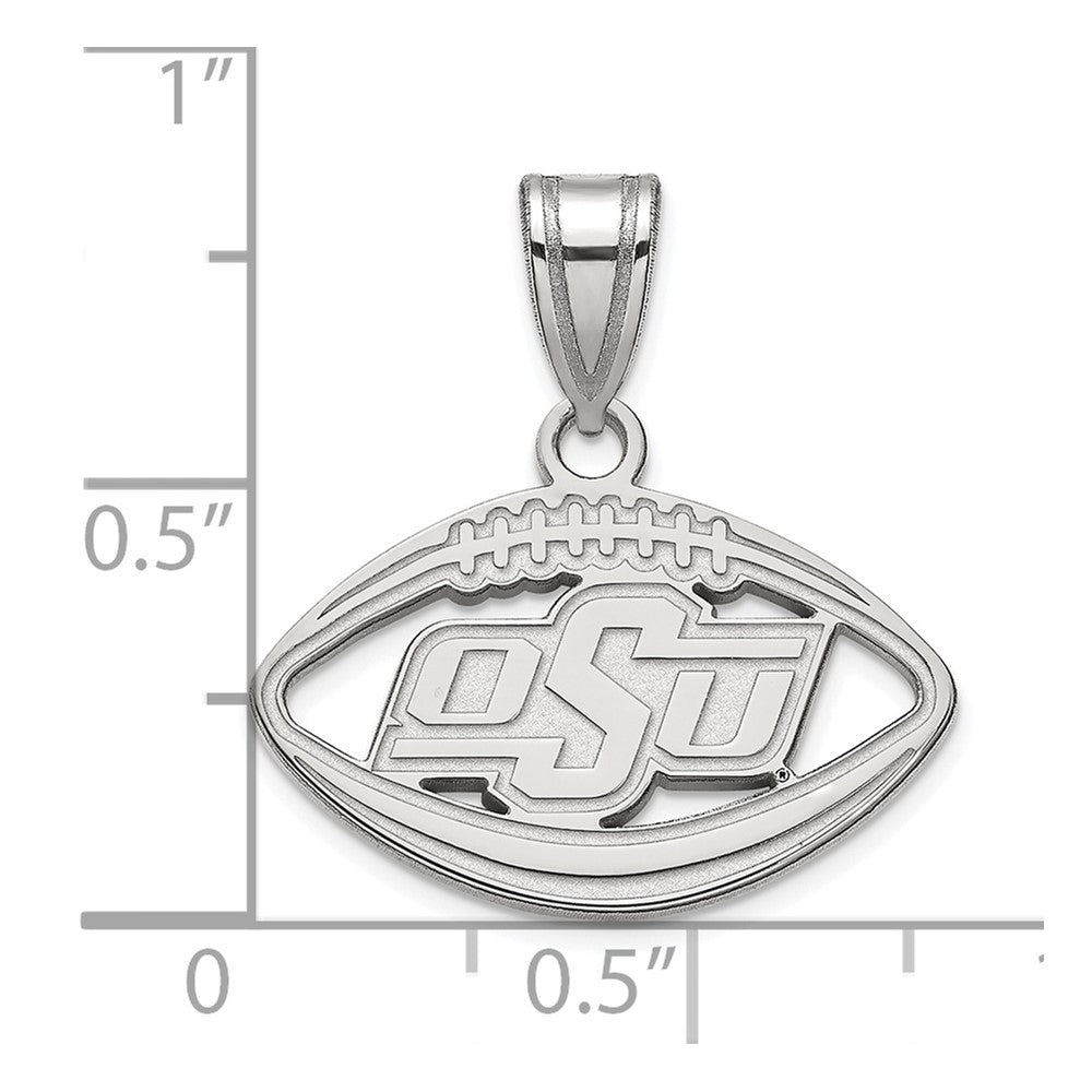 Sterling Silver Rhodium Plated Logoart Oklahoma State University O S U Football Pendant