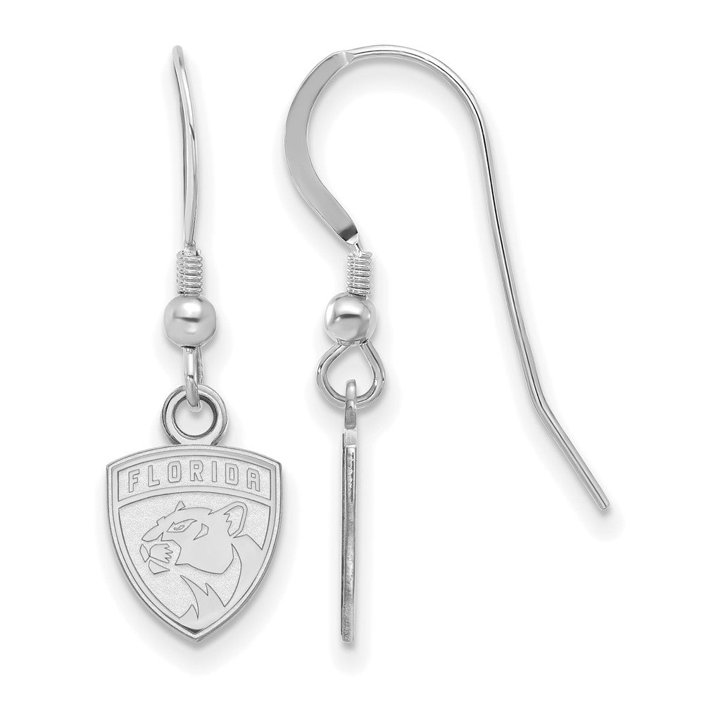 Sterling Silver Rhodium Plated Nhl Logoart Florida Panthers Extra Small Dangle Wire Earrings