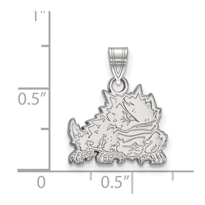 Sterling Silver Rhodium Plated Logoart Texas Christian University Horned Frog Small Pendant