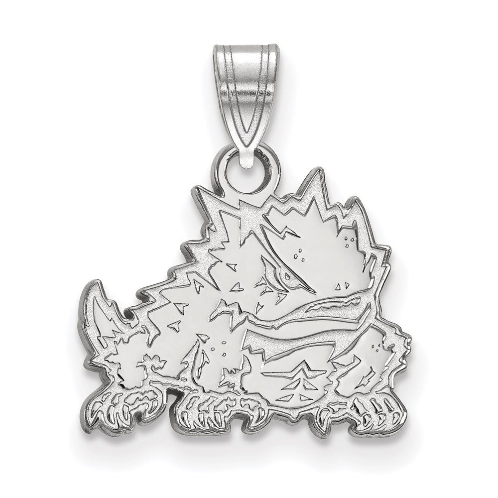 10K White Gold Logoart Texas Christian University Horned Frog Small Pendant